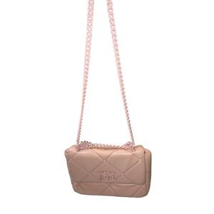 Badgley Mischka Quilted Crossbody Bag Blush Pink Chain Strap Vegan Leather